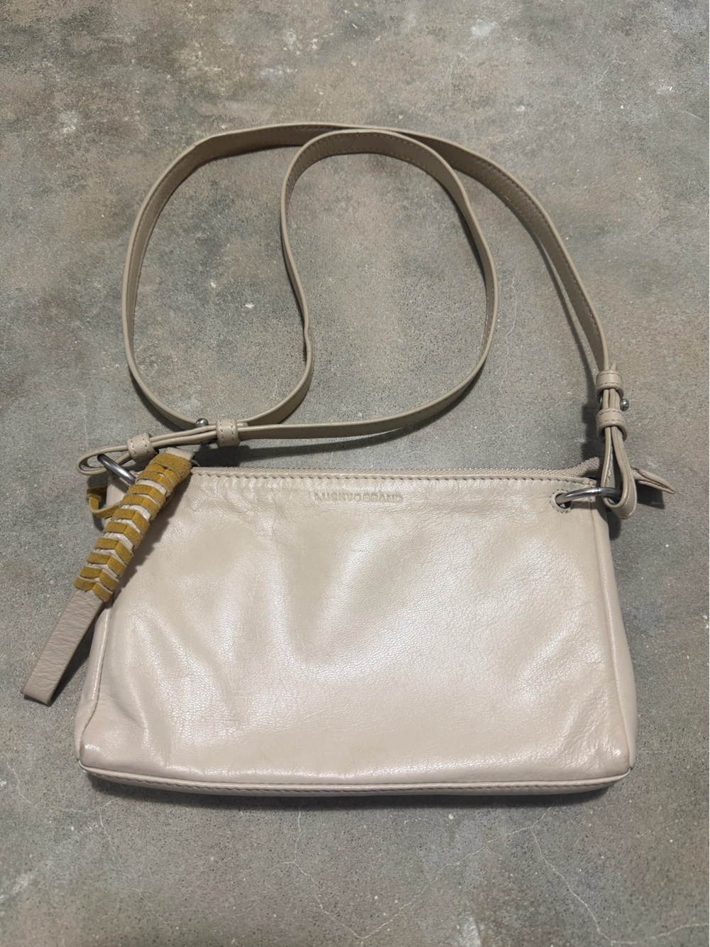 Leather Lucky Brand Crossbody Bag in Light Taupe